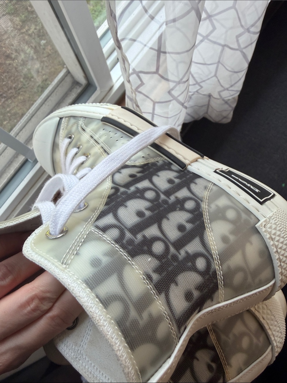 Dior High-Top Sneakers in Gray and White Monogram - Picture 4 of 10
